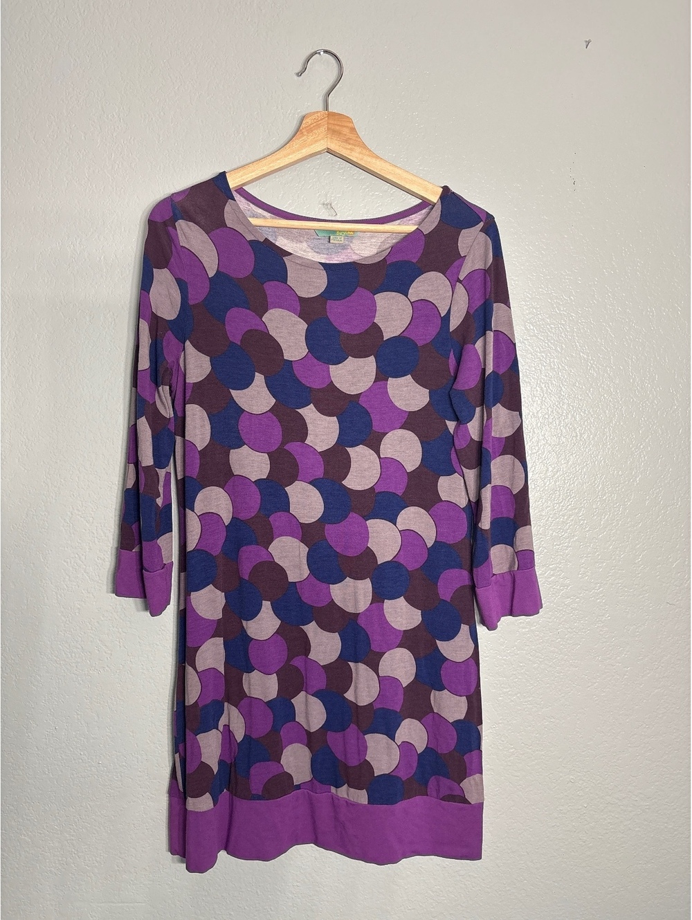 Boden size 10 jersey dress tunic purple geometric
